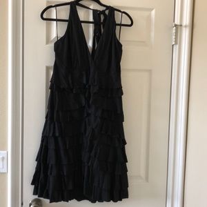 Express Black Layered Ruffle Halter Dress